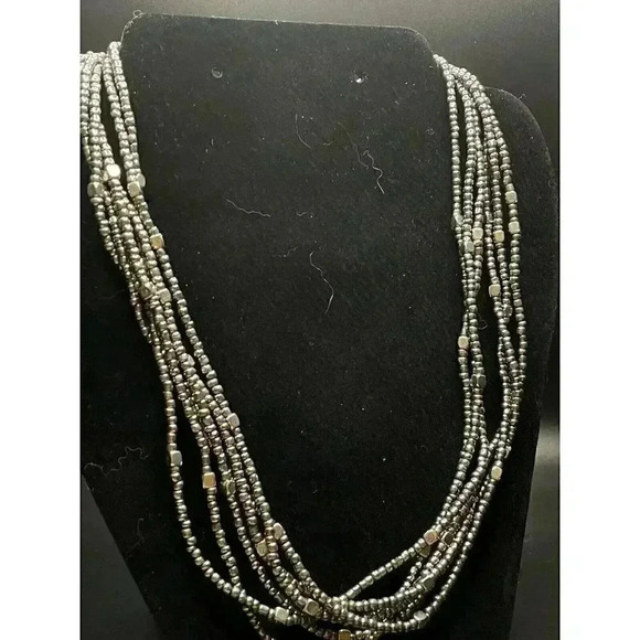 Vintage‎ Antiqued Silver Tone Necklace Retro Boho Chic Multi Strand - Picture 15 of 15